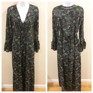 ZINZANE Floral Maxi Dress Black Medium Cinched
